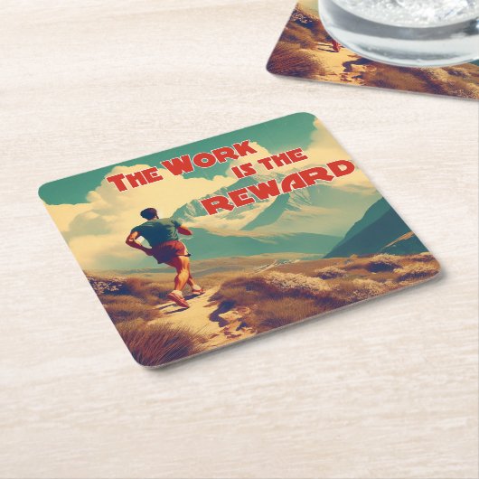 仕事はレワードランナーの山々 スクエアペーパーコースター (アングル)