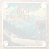 仕事は報酬のサイクリストの山々 ガラスコースター (裏面)