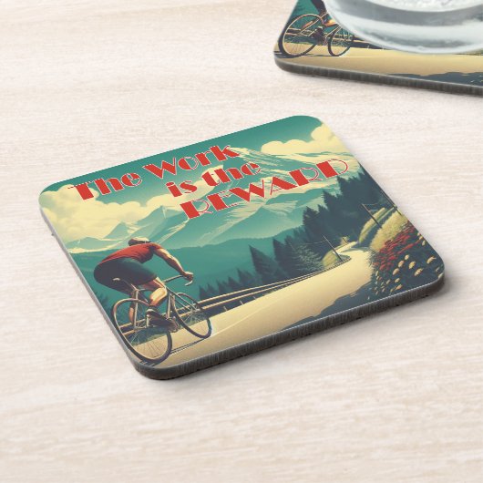 仕事は報酬のサイクリストの山々 コースター (左側)