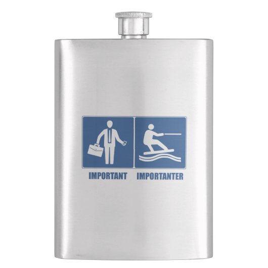 仕事は大事、ウェイクボードは重要 フラスク (正面)