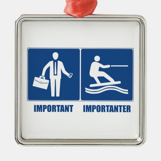 仕事は大事、ウェイクボードは重要 メタルオーナメント (正面)