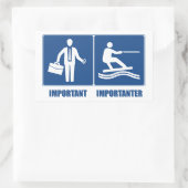 仕事は大事、ウェイクボードは重要 長方形シール (バッグ)