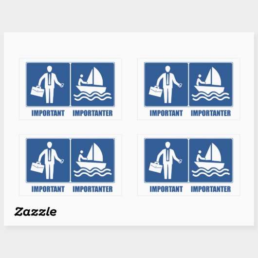 仕事は大事、帆走は重要 長方形シール (シート)