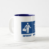 仕事は大切、キテサーフィンは重要 ツートーンマグカップ (正面左)