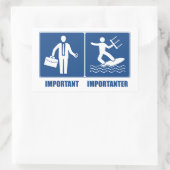 仕事は大切、キテサーフィンは重要 長方形シール (バッグ)