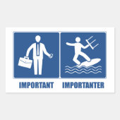 仕事は大切、キテサーフィンは重要 長方形シール (正面)