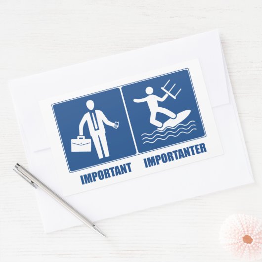 仕事は大切、キテサーフィンは重要 長方形シール (封筒)