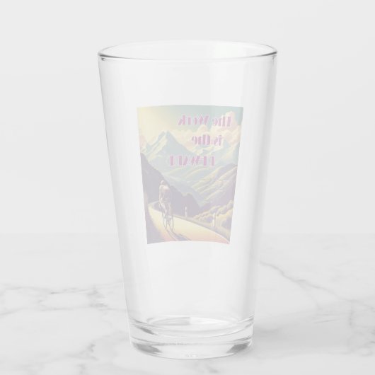 仕事は女性のサイクリストの山々に報いる タンブラーグラス (裏面)