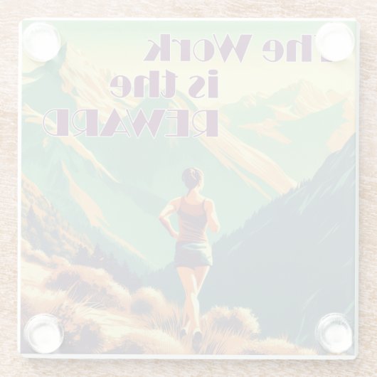 仕事は女性ランナー山の報酬である ガラスコースター (裏面)