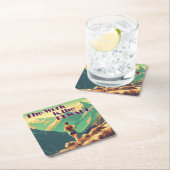 仕事は女性ランナー山の報酬である スクエアペーパーコースター (インサイチュ)