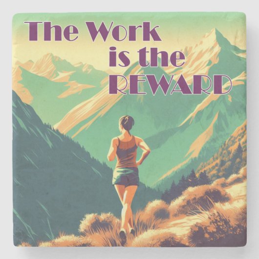 仕事は女性ランナー山の報酬である ストーンコースター (正面)