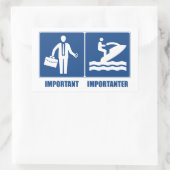 仕事は重要で、ジェットスキーは重要だ 長方形シール (バッグ)