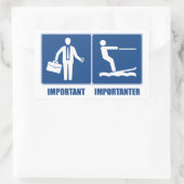 仕事は重要で、水上スキーは重要 長方形シール (バッグ)