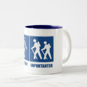 仕事は重要なハイキングは重要 ツートーンマグカップ (正面右)