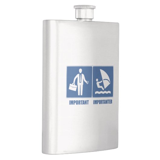 仕事は重要、ウィンドサーフィンは重要 フラスク (右)