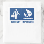 仕事は重要、ウィンドサーフィンは重要 長方形シール (バッグ)