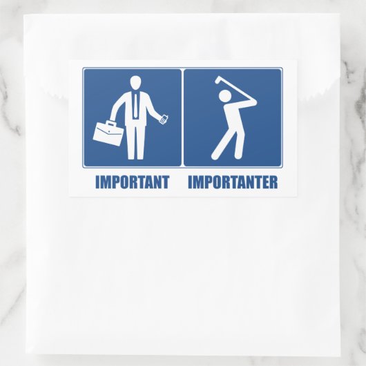 仕事は重要、ゴルフは重要 長方形シール (バッグ)