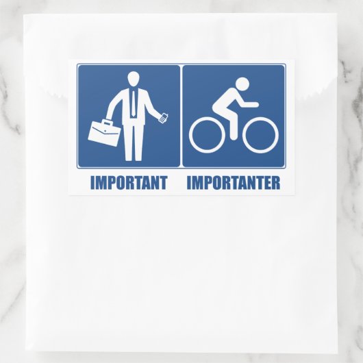 仕事は重要、サイクリングは重要 長方形シール (バッグ)