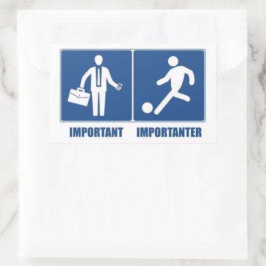 仕事は重要、サッカーは重要 長方形シール (バッグ)
