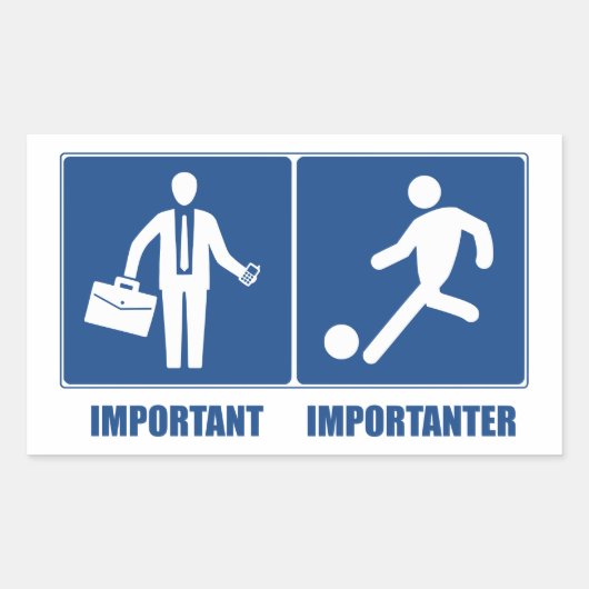 仕事は重要、サッカーは重要 長方形シール (正面)