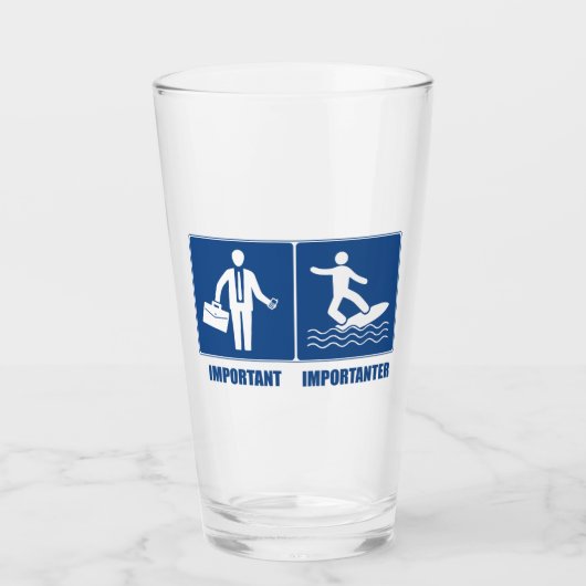 仕事は重要、サーフィンは重要 タンブラーグラス (正面)