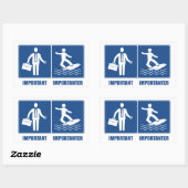 仕事は重要、サーフィンは重要 長方形シール (シート)