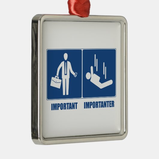仕事は重要、スカイダイビングは重要 メタルオーナメント (右)