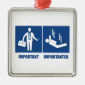 仕事は重要、スカイダイビングは重要 メタルオーナメント (正面)