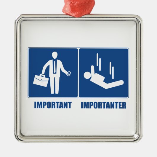 仕事は重要、スカイダイビングは重要 メタルオーナメント (正面)