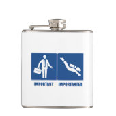 仕事は重要、スキューバダイビングは重要 フラスク (正面)