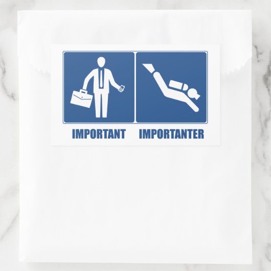 仕事は重要、スキューバダイビングは重要 長方形シール (バッグ)