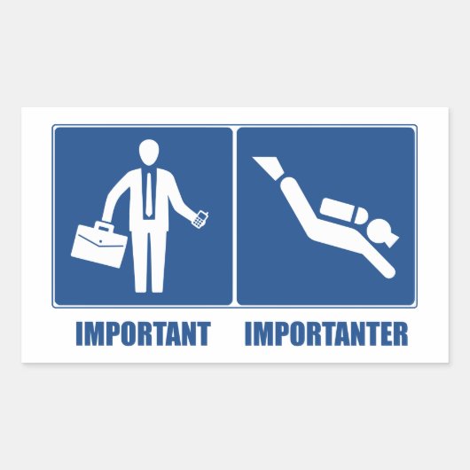 仕事は重要、スキューバダイビングは重要 長方形シール (正面)