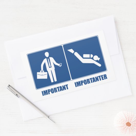 仕事は重要、スキューバダイビングは重要 長方形シール (封筒)