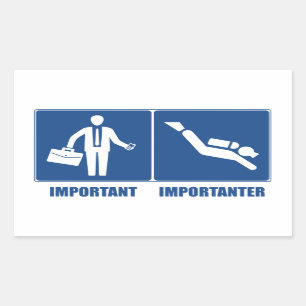 仕事は重要、スキューバダイビングは重要 長方形シール