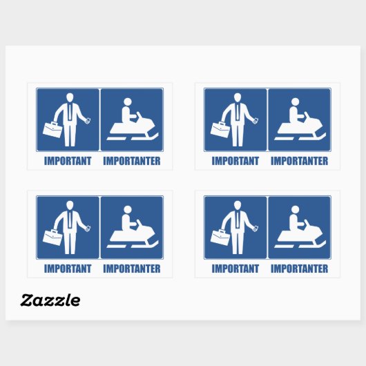 仕事は重要、スノーモービルは重要 長方形シール (シート)