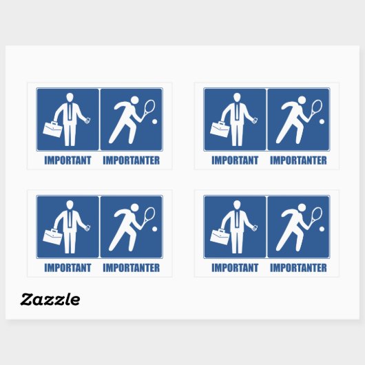 仕事は重要、テニスは重要 長方形シール (シート)