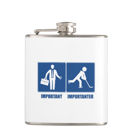 仕事は重要、ホッケーは重要 フラスク (正面)