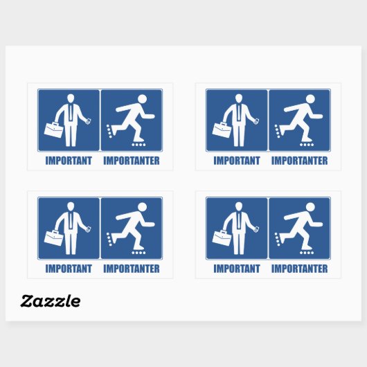 仕事は重要、ローラーブレードは重要 長方形シール (シート)