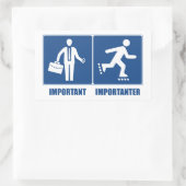 仕事は重要、ローラーブレードは重要 長方形シール (バッグ)