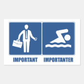 仕事は重要、水泳は重要 長方形シール (正面)