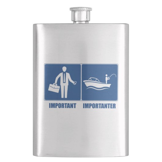 仕事は重要、魚釣りは重要 フラスク (正面)