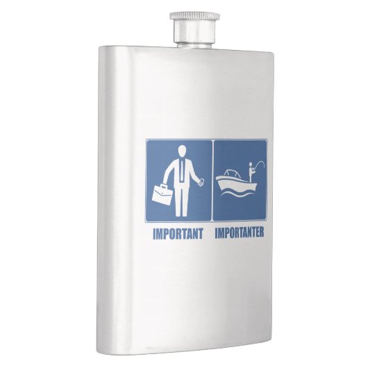 仕事は重要、魚釣りは重要 フラスク (右)