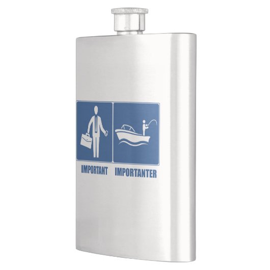 仕事は重要、魚釣りは重要 フラスク (左)