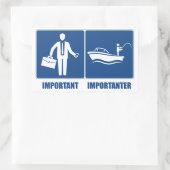 仕事は重要、魚釣りは重要 長方形シール (バッグ)