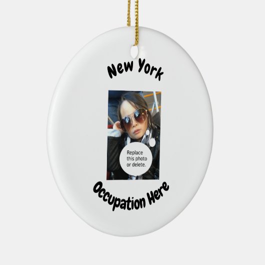 仕事または趣味のニューヨークのカスタマイズ可能な写真 セラミックオーナメント (右)