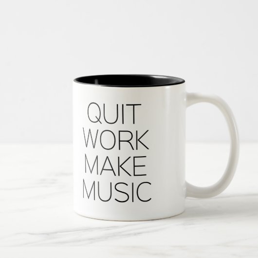 仕事を作ります音楽をやめて下さい ツートーンマグカップ (右)