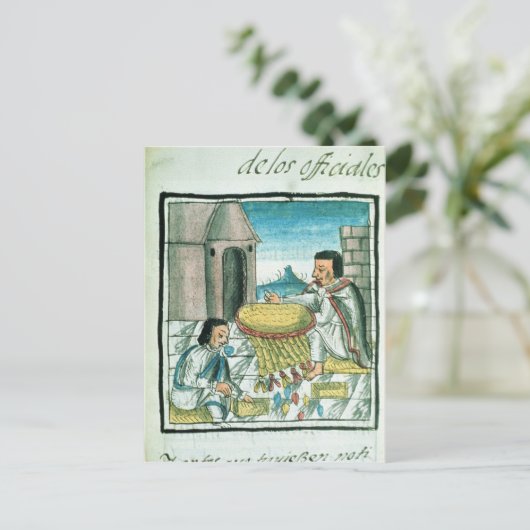 仕事アステカで職人を羽毛にする ポストカード (スタンド正面)