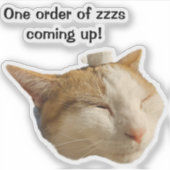 仕事中に寝る猫 シール (正面)