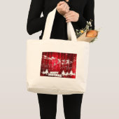 仕事中のサンタクロース ラージトートバッグ (正面(商品))