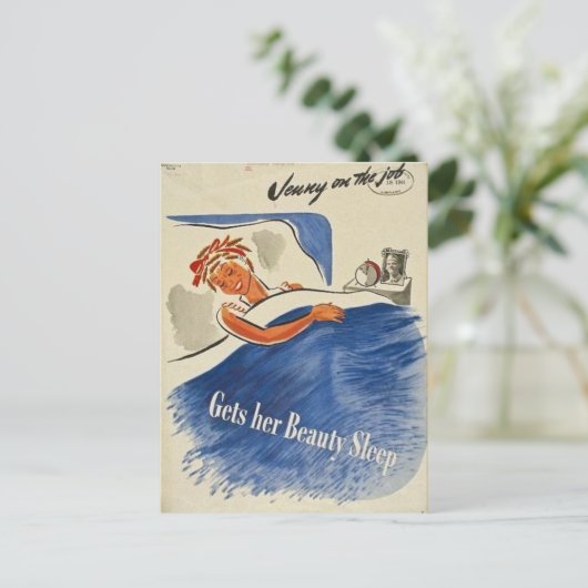 仕事中のジェニーが美貌の睡眠を Vintage ポストカード (スタンド正面)